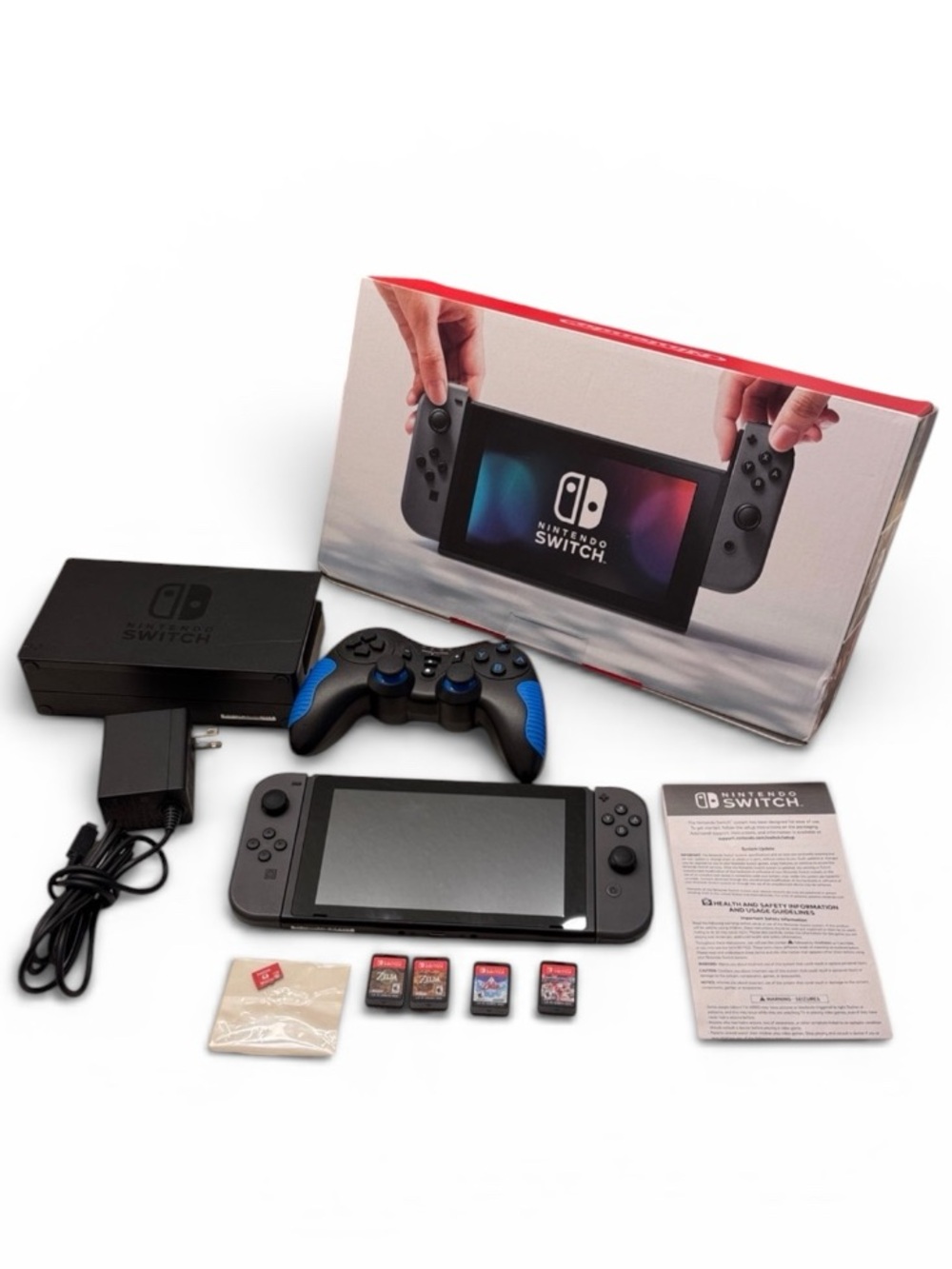 Nintendo Switch in box 4 Games Zelda Mario Kart Bundle
